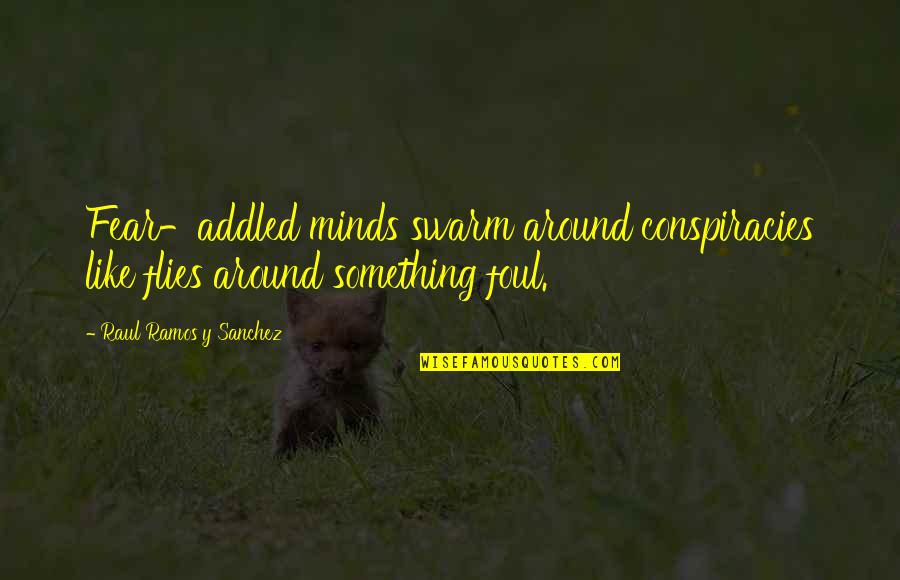 Like Minds Quotes By Raul Ramos Y Sanchez: Fear-addled minds swarm around conspiracies like flies around