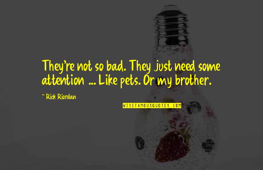 Like My Brother Quotes By Rick Riordan: They're not so bad. They just need some