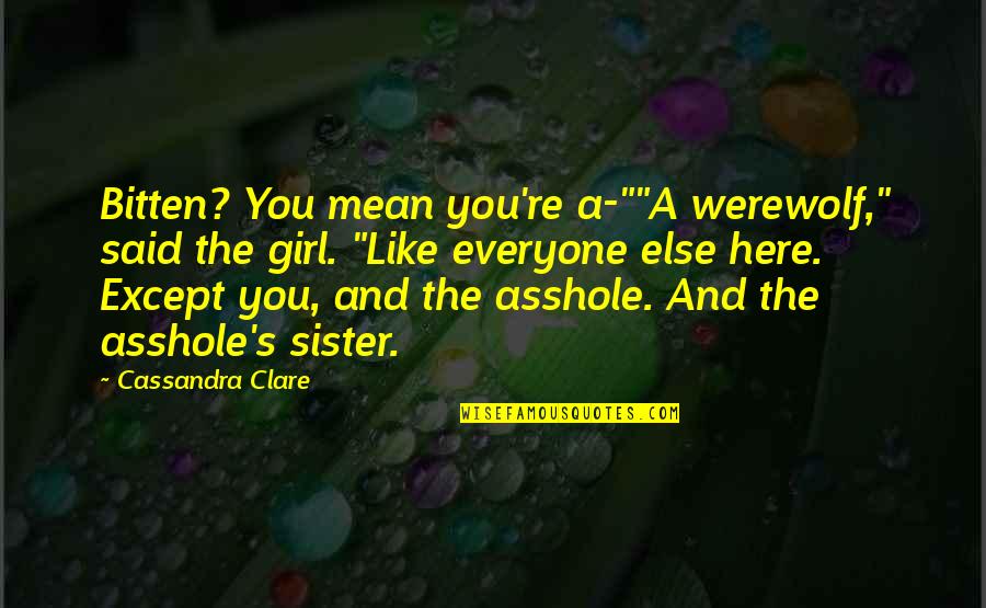 Like Sister Like Sister Quotes By Cassandra Clare: Bitten? You mean you're a-""A werewolf," said the