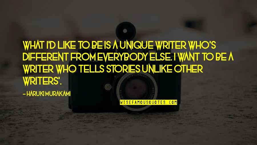 Like Unlike Quotes By Haruki Murakami: What I'd like to be is a unique