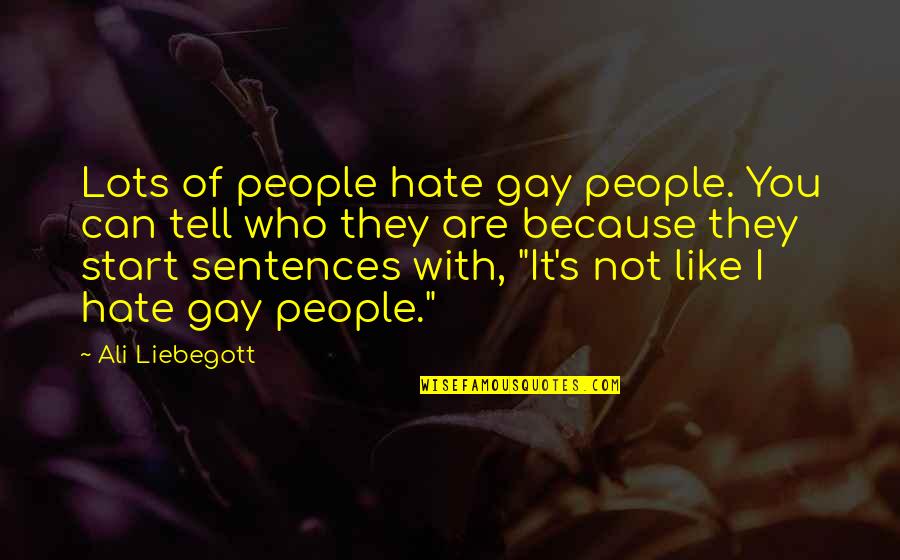 Like You Lots Quotes By Ali Liebegott: Lots of people hate gay people. You can