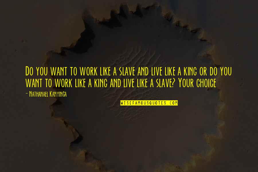 Like Your Work Quotes By Nathanael Kanyinga: Do you want to work like a slave