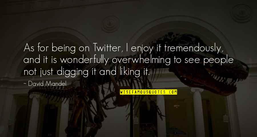 Liking It Quotes By David Mandel: As for being on Twitter, I enjoy it Liking It Quotes By David Mandel: As for being on Twitter, I enjoy it
