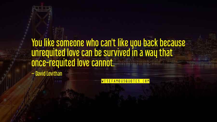 Liking Someone From Your Past Quotes By David Levithan: You like someone who can't like you back