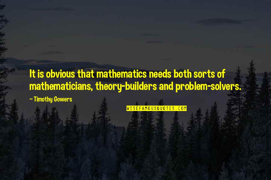 Liking Someone When You Have A Boyfriend Quotes By Timothy Gowers: It is obvious that mathematics needs both sorts