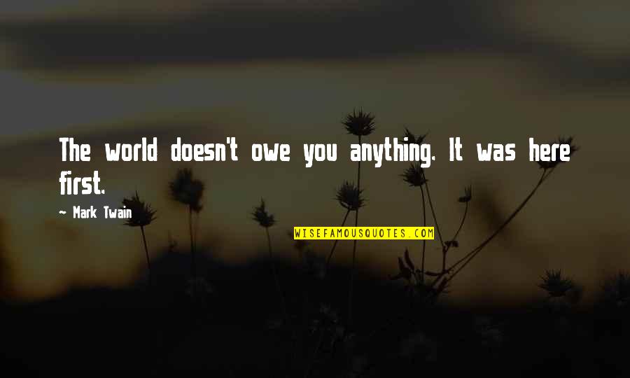 Likkle Man Quotes By Mark Twain: The world doesn't owe you anything. It was