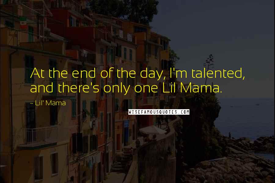 Lil' Mama quotes: At the end of the day, I'm talented, and there's only one Lil Mama.