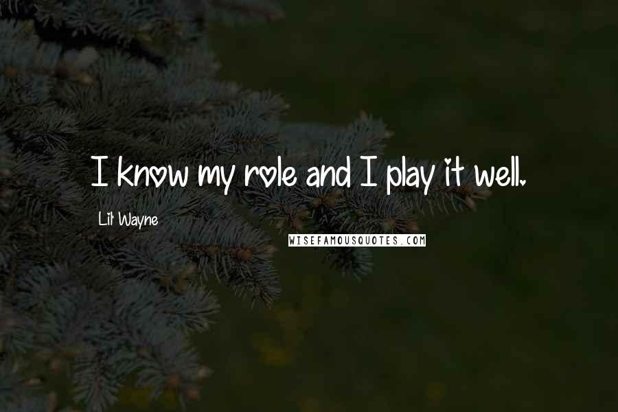 Lil' Wayne quotes: I know my role and I play it well.