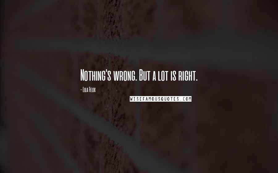 Lila Felix quotes: Nothing's wrong. But a lot is right.