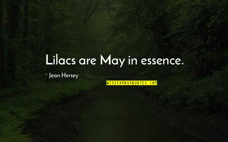 Lilacs Quotes By Jean Hersey: Lilacs are May in essence.