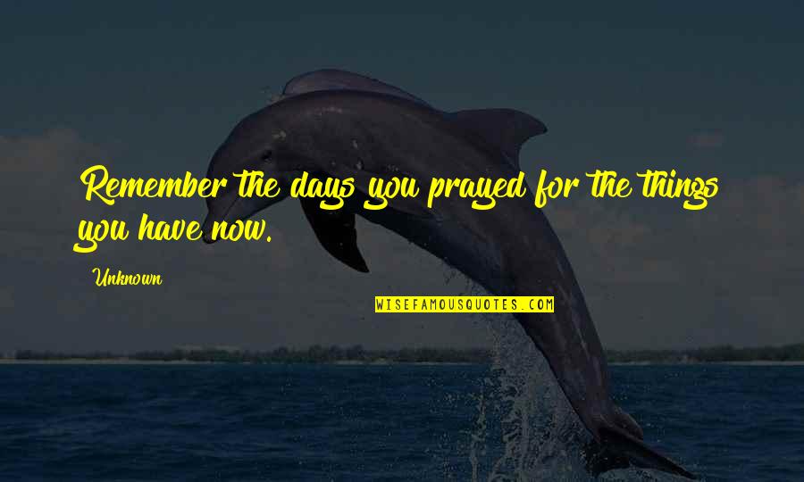 Lilis Store Quotes By Unknown: Remember the days you prayed for the things