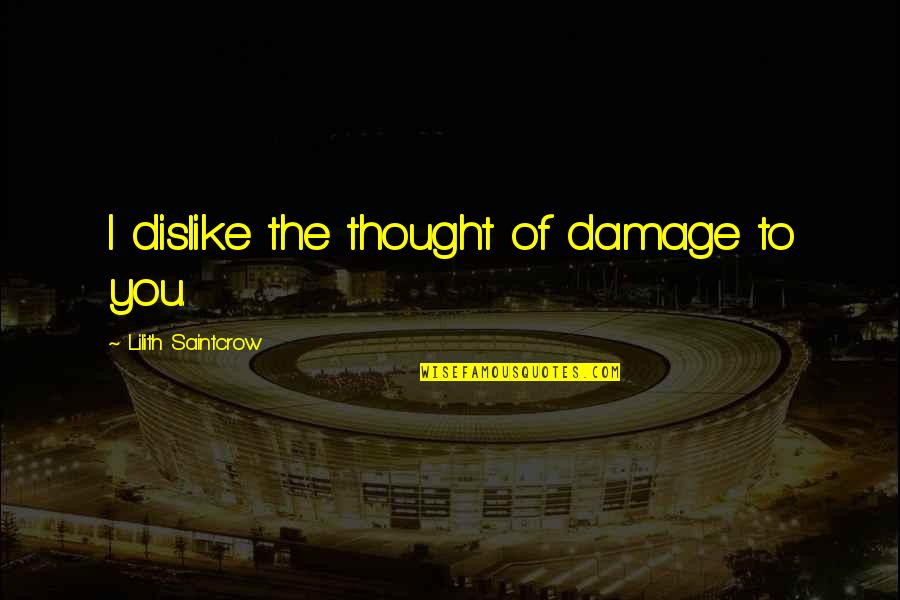 Lilith Quotes By Lilith Saintcrow: I dislike the thought of damage to you.