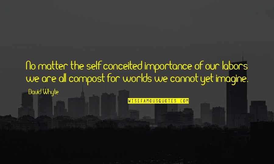 Lillehei Cross Quotes By David Whyte: No matter the self-conceited importance of our labors Lillehei Cross Quotes By David Whyte: No matter the self-conceited importance of our labors