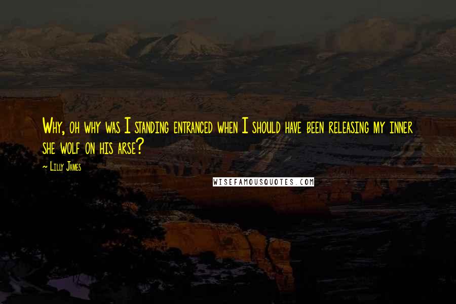 Lilly James quotes: Why, oh why was I standing entranced when I should have been releasing my inner she wolf on his arse?