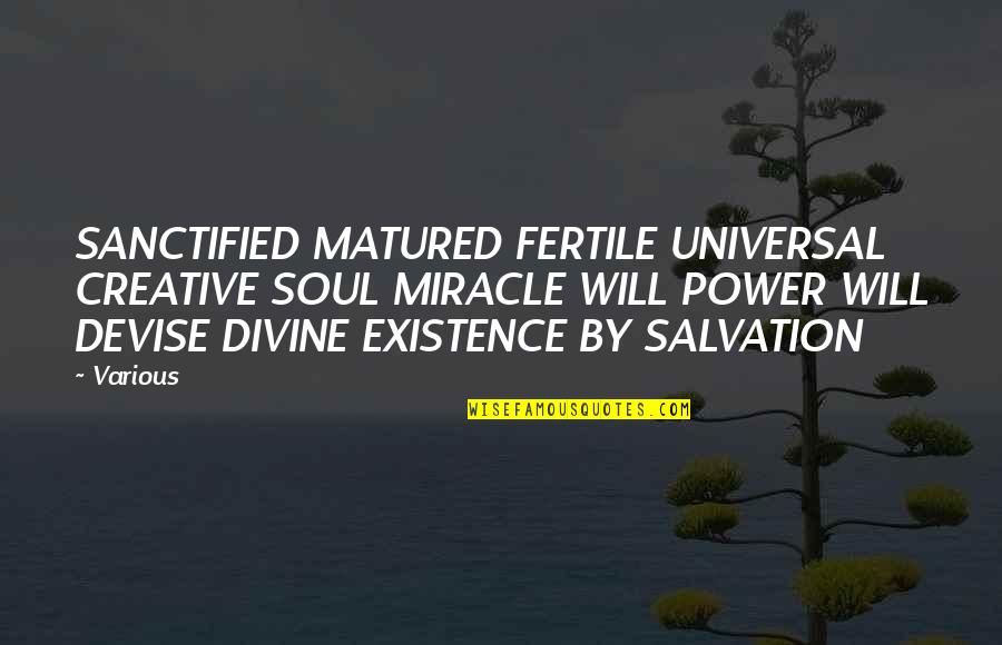 Liltlessness Quotes By Various: SANCTIFIED MATURED FERTILE UNIVERSAL CREATIVE SOUL MIRACLE WILL