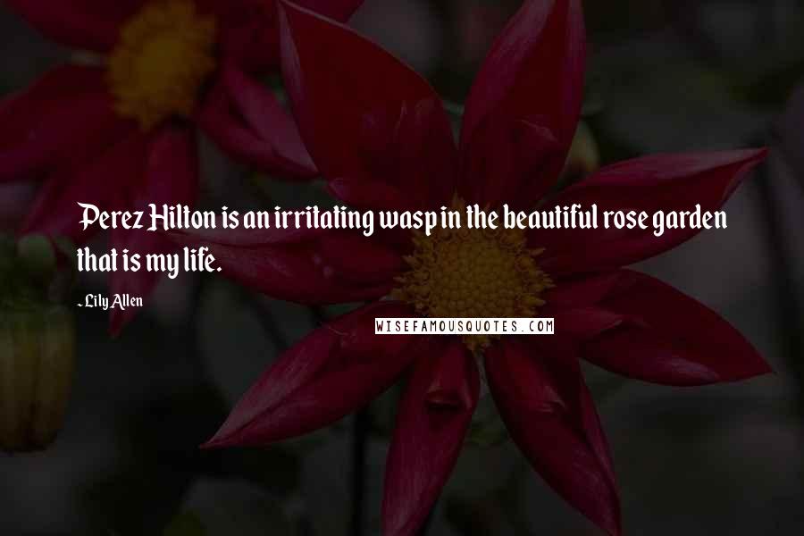 Lily Allen quotes: Perez Hilton is an irritating wasp in the beautiful rose garden that is my life.