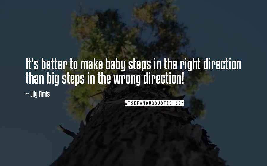 Lily Amis quotes: It's better to make baby steps in the right direction than big steps in the wrong direction!