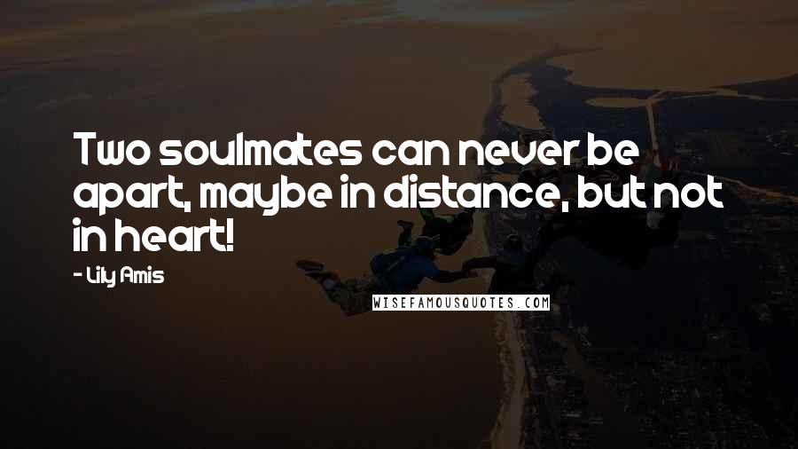 Lily Amis quotes: Two soulmates can never be apart, maybe in distance, but not in heart!