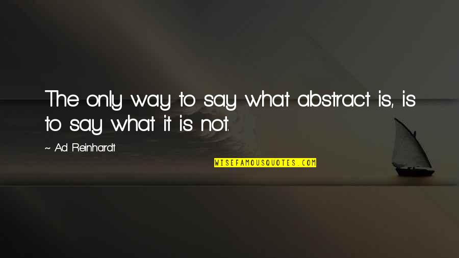 Lily Dale Quotes By Ad Reinhardt: The only way to say what abstract is,