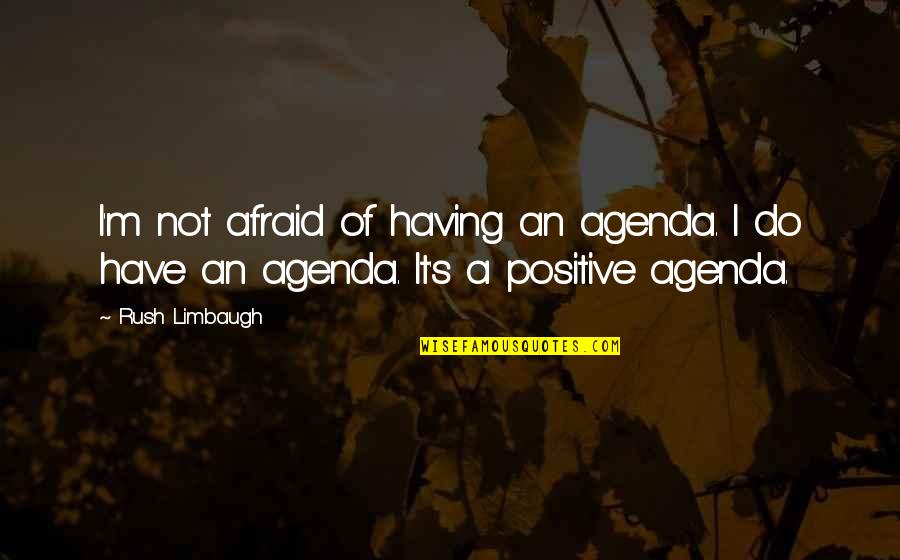Limbaugh's Quotes By Rush Limbaugh: I'm not afraid of having an agenda. I