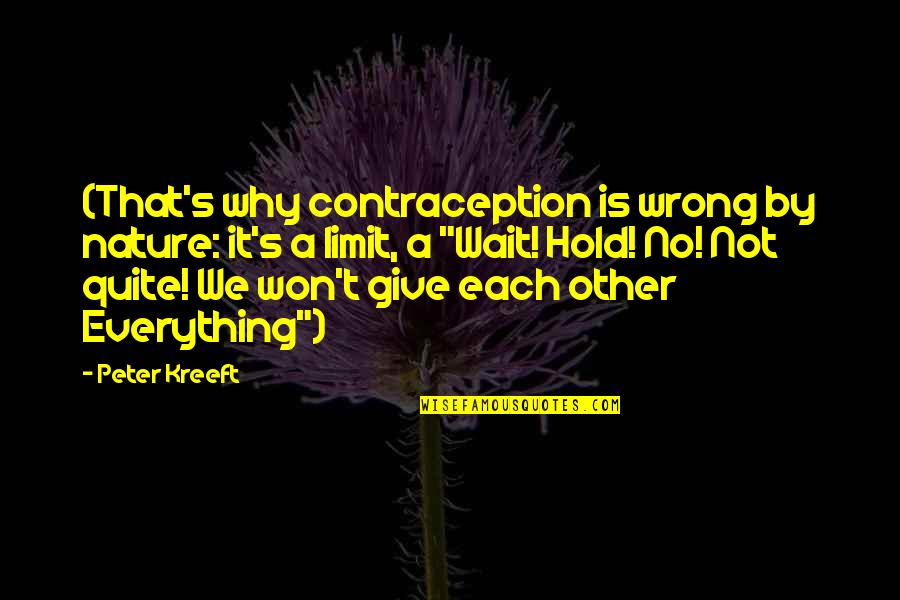 Limit For Everything Quotes By Peter Kreeft: (That's why contraception is wrong by nature: it's