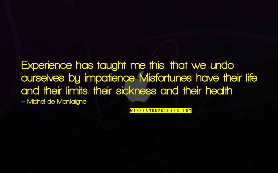 Limits Of Patience Quotes By Michel De Montaigne: Experience has taught me this, that we undo