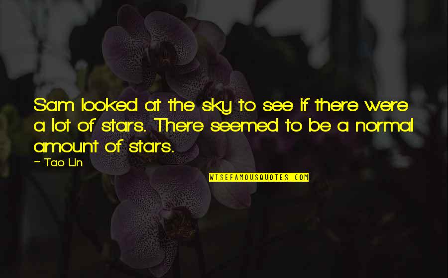 Lin Quotes By Tao Lin: Sam looked at the sky to see if Lin Quotes By Tao Lin: Sam looked at the sky to see if