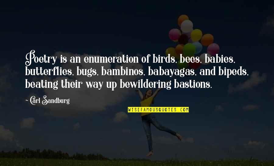 Linaye Quotes By Carl Sandburg: Poetry is an enumeration of birds, bees, babies,