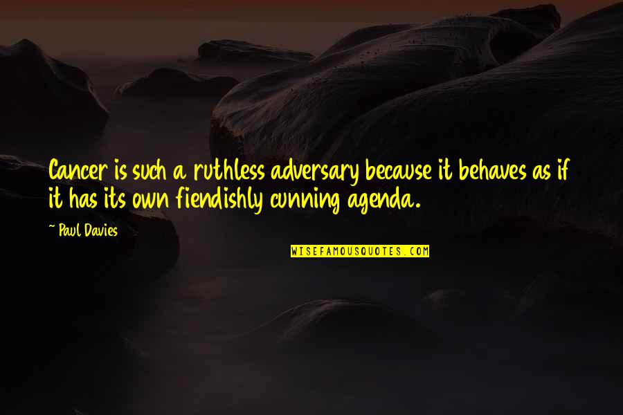 Lincoln Worrying Robs Quotes By Paul Davies: Cancer is such a ruthless adversary because it Lincoln Worrying Robs Quotes By Paul Davies: Cancer is such a ruthless adversary because it