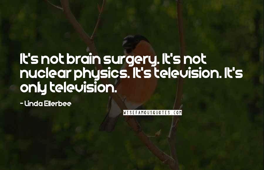 Linda Ellerbee quotes: It's not brain surgery. It's not nuclear physics. It's television. It's only television.