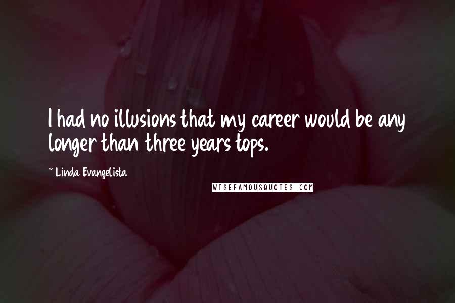 Linda Evangelista quotes: I had no illusions that my career would be any longer than three years tops.