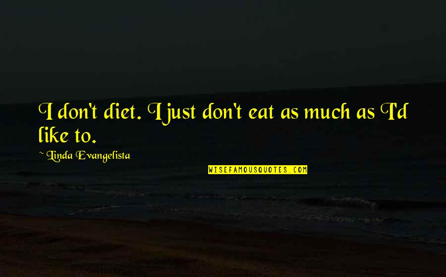 Linda Evangelista Quotes By Linda Evangelista: I don't diet. I just don't eat as