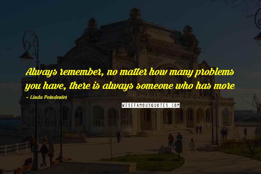 Linda Poindexter quotes: Always remember, no matter how many problems you have, there is always someone who has more