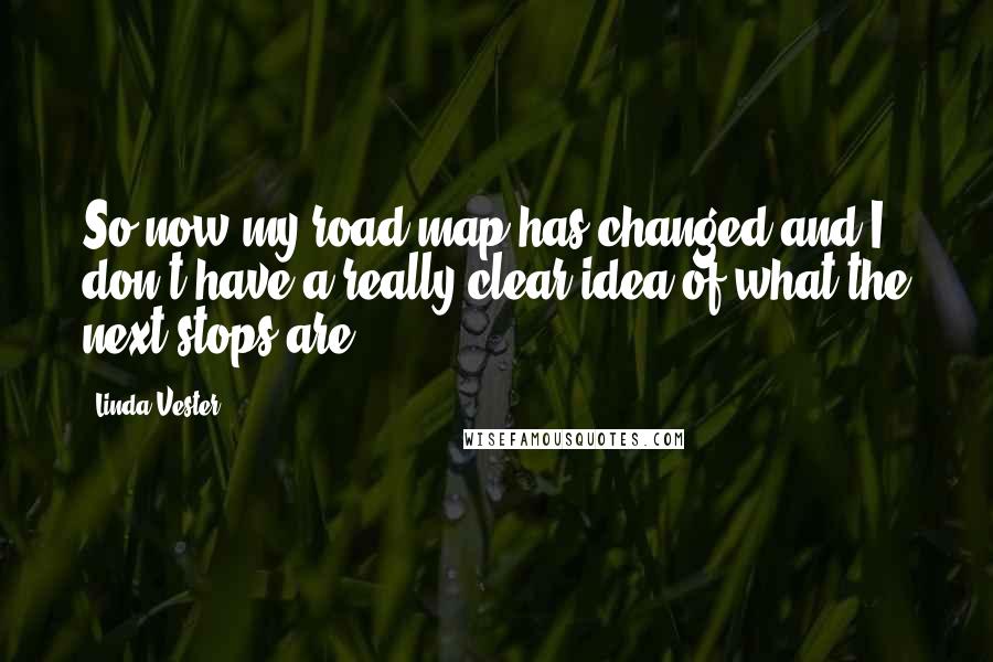 Linda Vester quotes: So now my road map has changed and I don't have a really clear idea of what the next stops are.