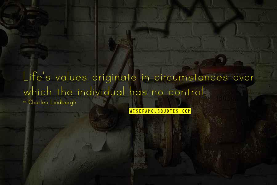 Lindbergh's Quotes By Charles Lindbergh: Life's values originate in circumstances over which the