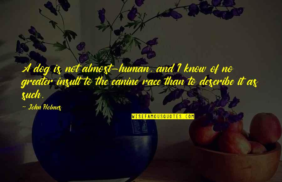 Lindhorst's Quotes By John Holmes: A dog is not almost-human, and I know