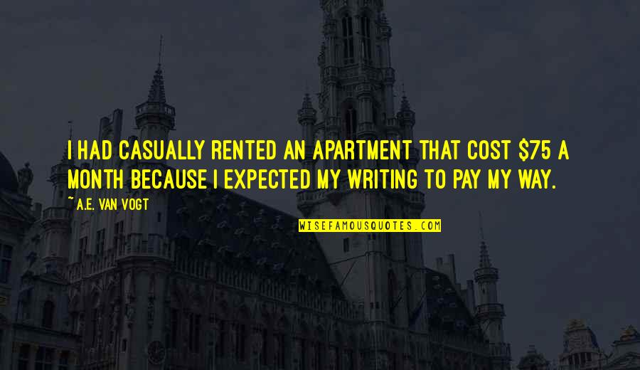 Lindice De Gini Quotes By A.E. Van Vogt: I had casually rented an apartment that cost Lindice De Gini Quotes By A.E. Van Vogt: I had casually rented an apartment that cost