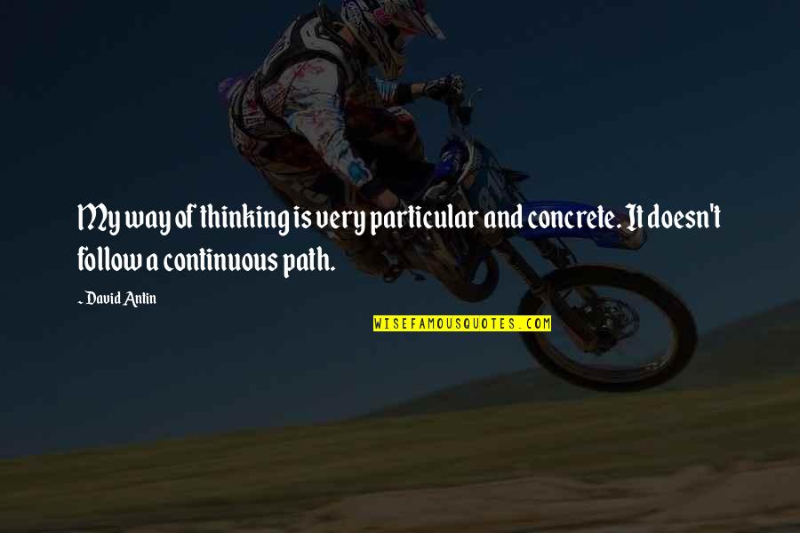 Lind's Quotes By David Antin: My way of thinking is very particular and Lind's Quotes By David Antin: My way of thinking is very particular and