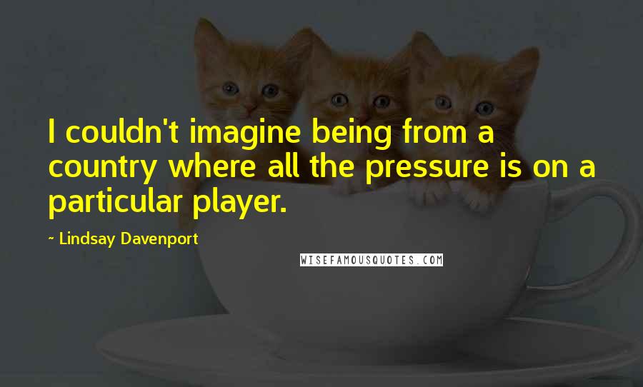 Lindsay Davenport quotes: I couldn't imagine being from a country where all the pressure is on a particular player.