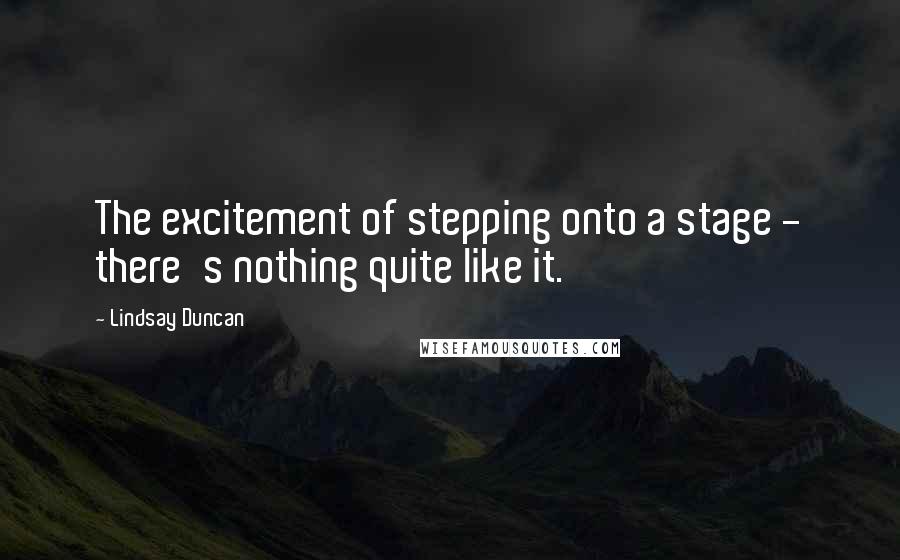 Lindsay Duncan quotes: The excitement of stepping onto a stage - there's nothing quite like it.