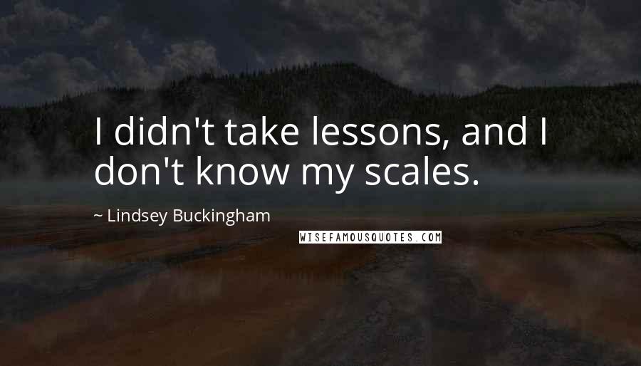 Lindsey Buckingham quotes: I didn't take lessons, and I don't know my scales.