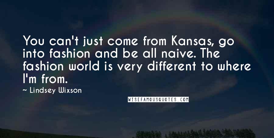 Lindsey Wixson quotes: You can't just come from Kansas, go into fashion and be all naive. The fashion world is very different to where I'm from.