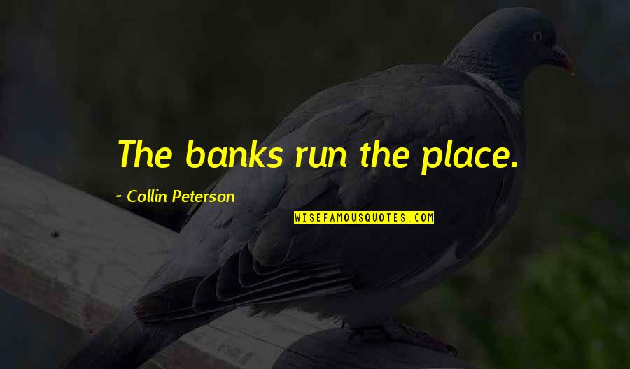 Lindstrand One Seater Quotes By Collin Peterson: The banks run the place. Lindstrand One Seater Quotes By Collin Peterson: The banks run the place.