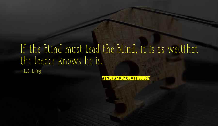 Lindustrie Quotes By R.D. Laing: If the blind must lead the blind, it