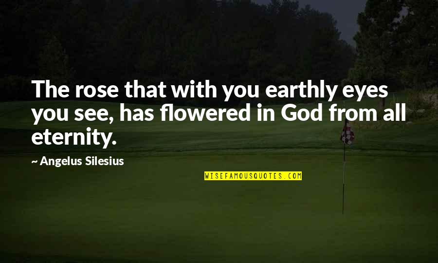 Lineated Quotes By Angelus Silesius: The rose that with you earthly eyes you