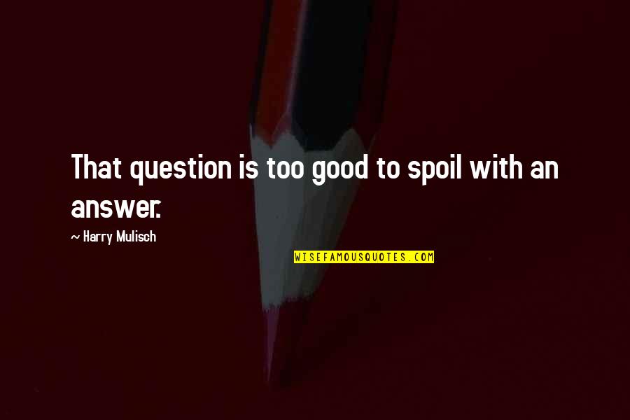 Linero Mosaiq Quotes By Harry Mulisch: That question is too good to spoil with Linero Mosaiq Quotes By Harry Mulisch: That question is too good to spoil with