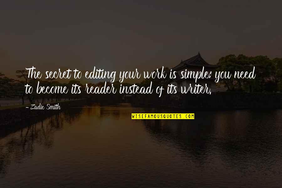 Liniste Sinonim Quotes By Zadie Smith: The secret to editing your work is simple: Liniste Sinonim Quotes By Zadie Smith: The secret to editing your work is simple: