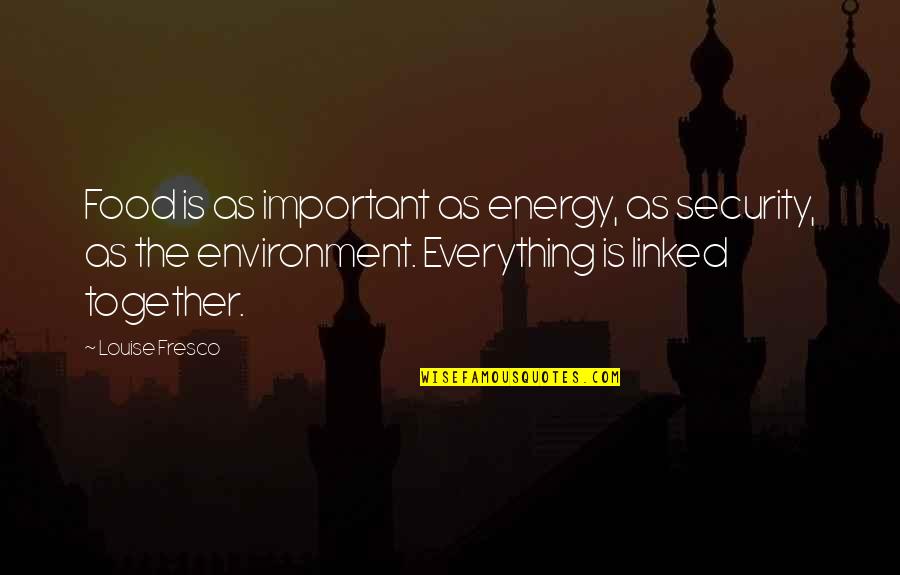 Linked Together Quotes By Louise Fresco: Food is as important as energy, as security,