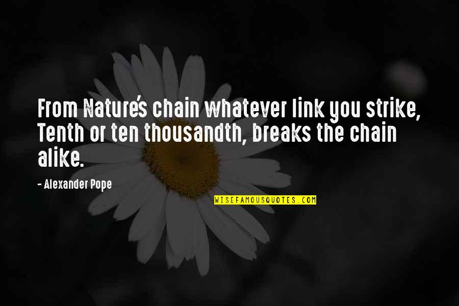 Links Quotes By Alexander Pope: From Nature's chain whatever link you strike, Tenth
