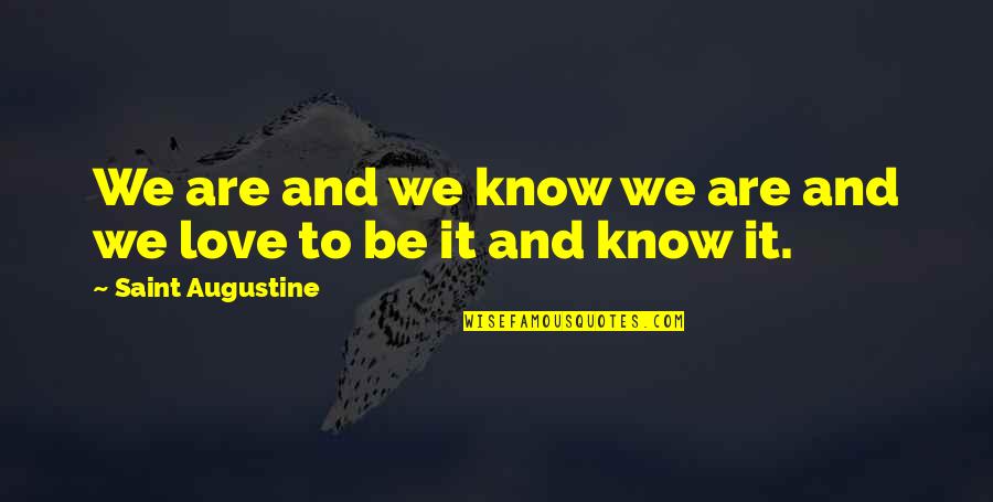 Linni Meister Quotes By Saint Augustine: We are and we know we are and Linni Meister Quotes By Saint Augustine: We are and we know we are and